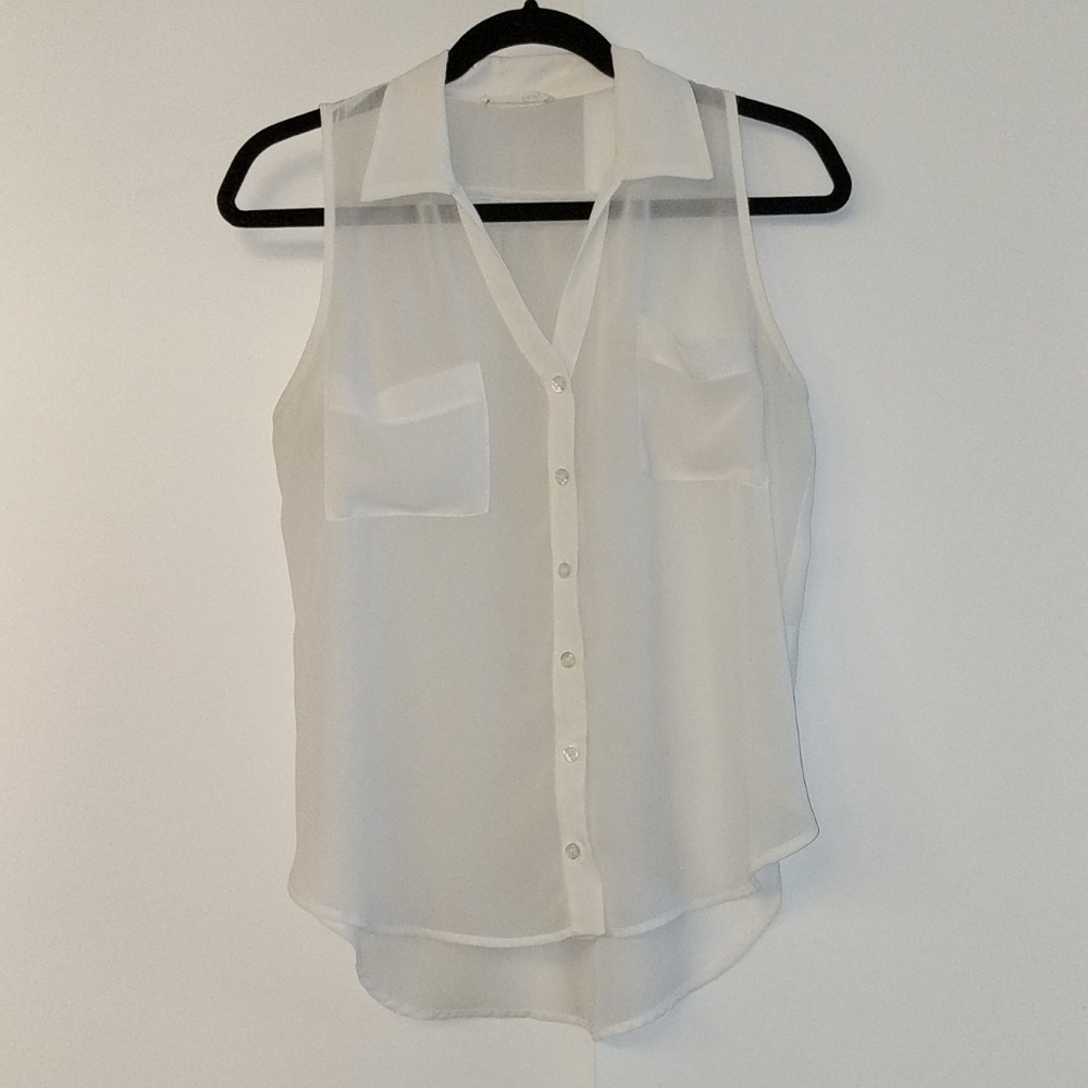 Lush Sleeveless White Sheer Blouse - Size XS